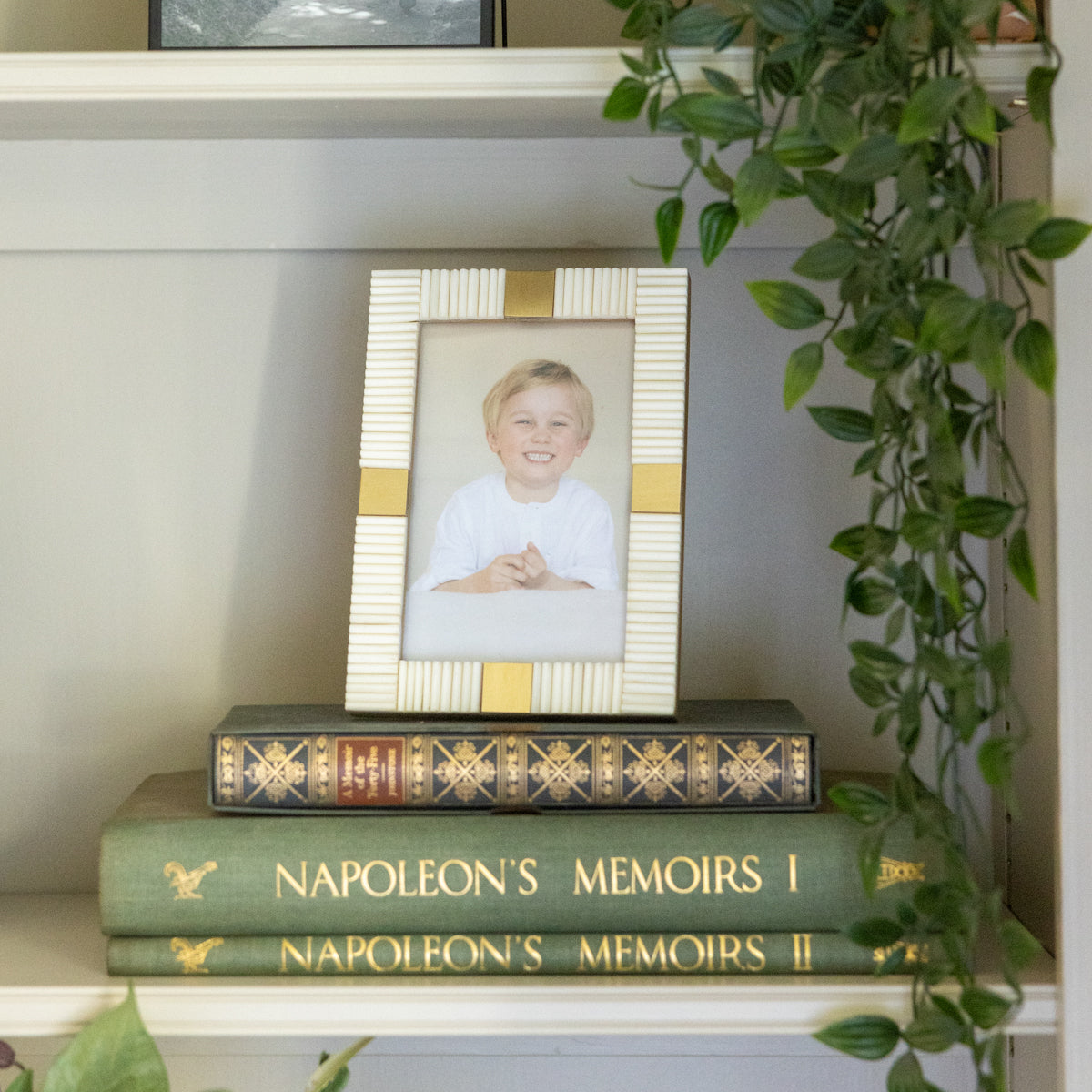 White Striped Bone 4 X 6 Photo Frame