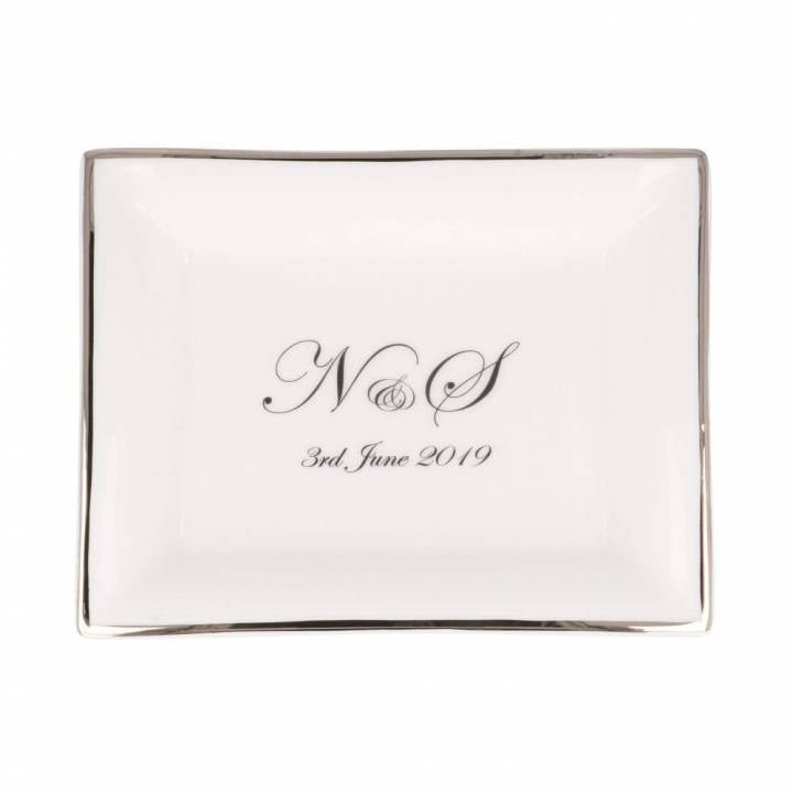 Rectangular Wedding Dish with Initials & Date