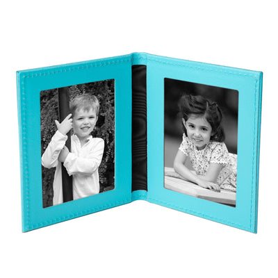 Tuscan Leather Travel Double Photo Frame