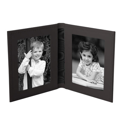 Tuscan Leather Travel Double Photo Frame