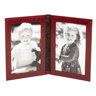 Moroccan Leather Travel Double Photo Frame