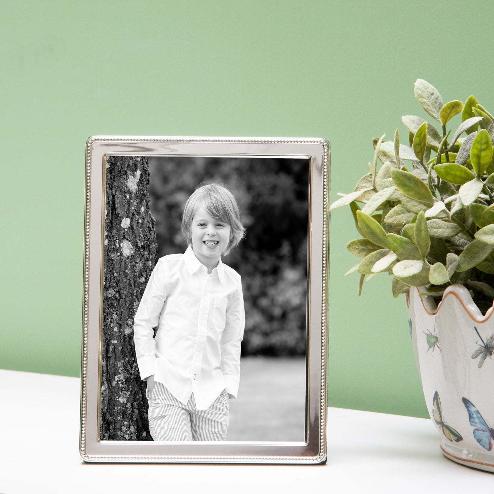 Sterling Silver Narrow Bead Photo Frame