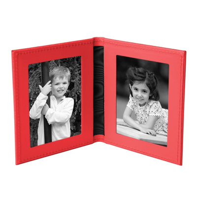 Tuscan Leather Travel Double Photo Frame