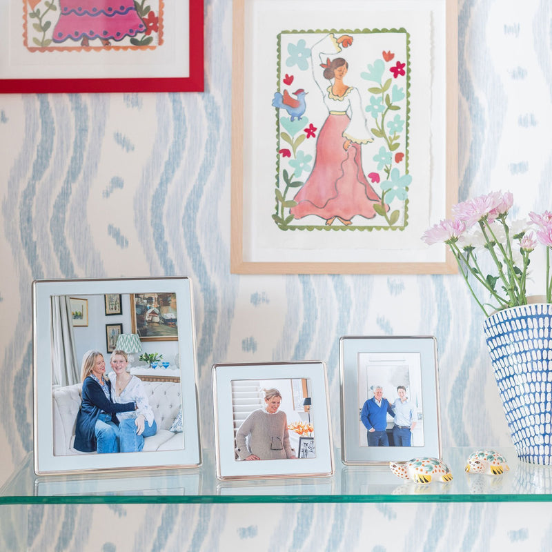 Powder Blue Enamel & Silver Curve Frame